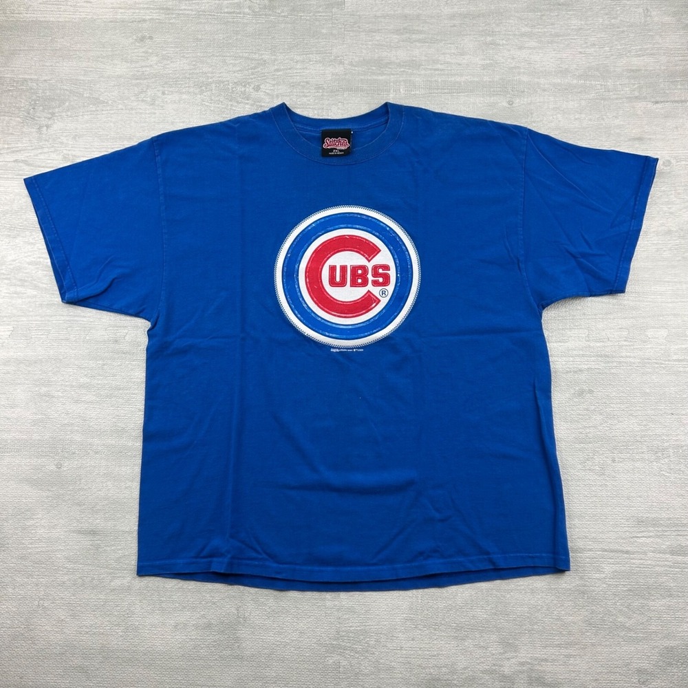 Vintage 2005 Stitches Chicago Cubs Shirt Size XXL Blue MLB Baseball Logo